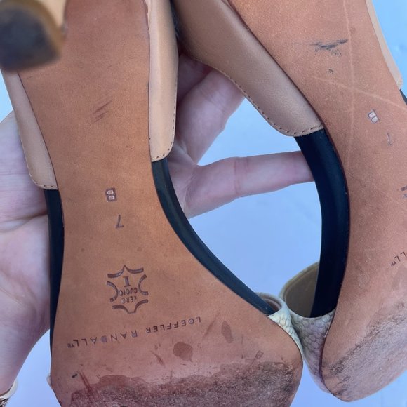 Loeffler Randall Charlotte D’Orsay Peep-Toed Buff White Snake Design Heels Pumps - Picture 9 of 10